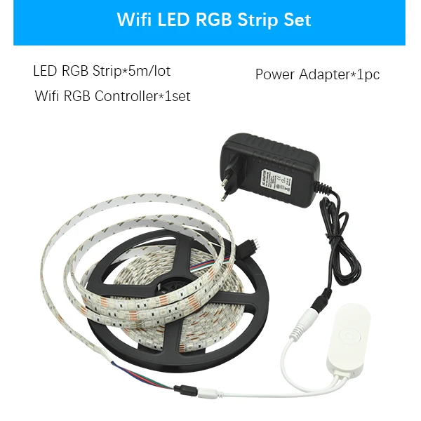 Wifi RGB Set DC12V 5050 SMD RGB WI-FI Светодиодные ленты 5 м Smart ленточный светильник Magic Home приложение Google дома Alexa Беспроводной Управление ТВ свет - Испускаемый цвет: Wifi RGB Set