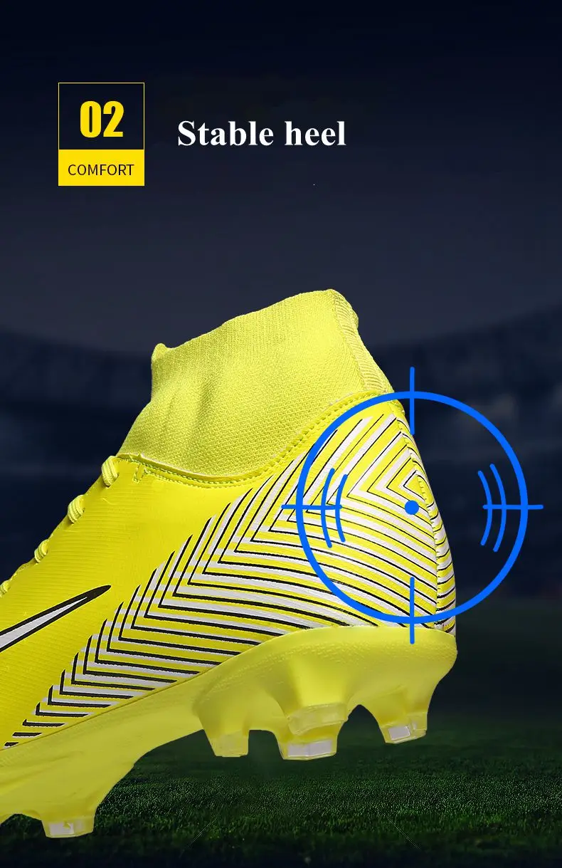 Men Soccer Shoes High Top Turf Sneakers Professional Trainers New Design High Top Long Spikes Football Shoes Chuteira Futebol