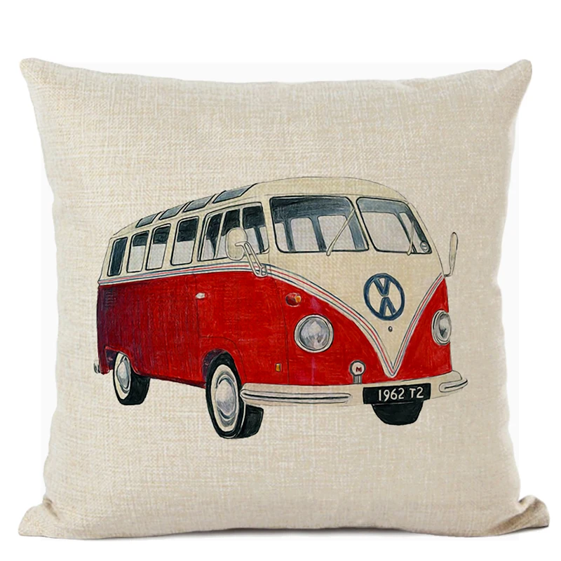Customized Cushion Cover Scandinavian Umbrella Cushion Wedding Cotton Linen Printed Home Sofa Decor Bus White Almofada