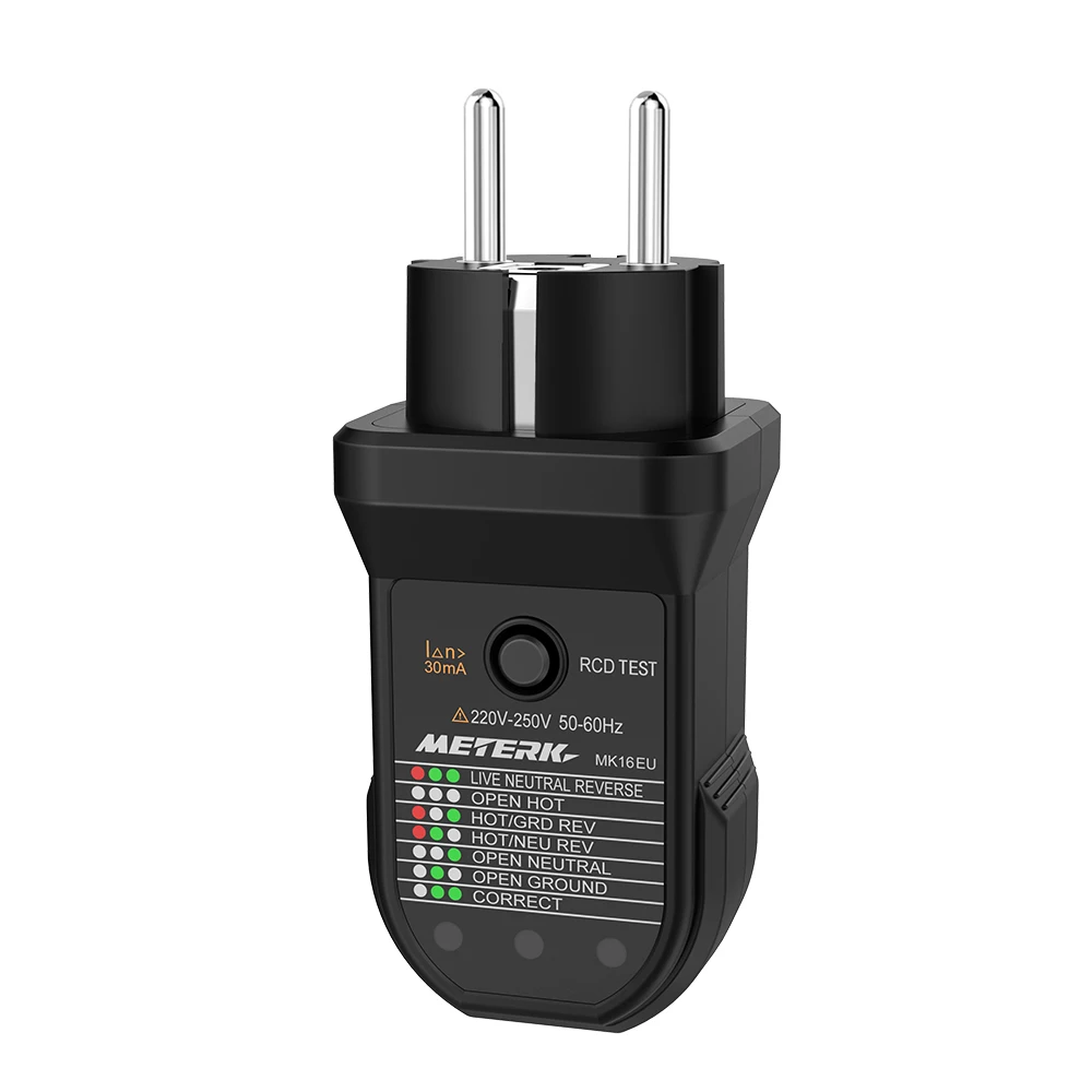 Meterk Advanced RCD Электрический тестер розетки автоматический нейтральный заземляющий