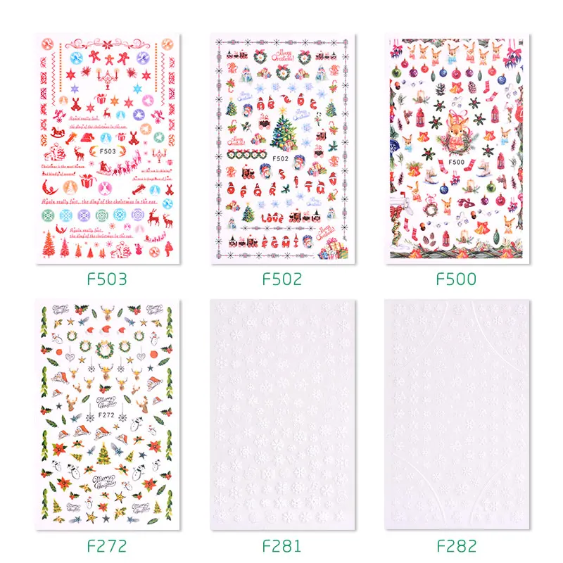 

Christmas Theme Nail Stickers Nail Art Decoration Pattern Snow Flake Bell Deer Christmas Tree Sock Hat Star Decals