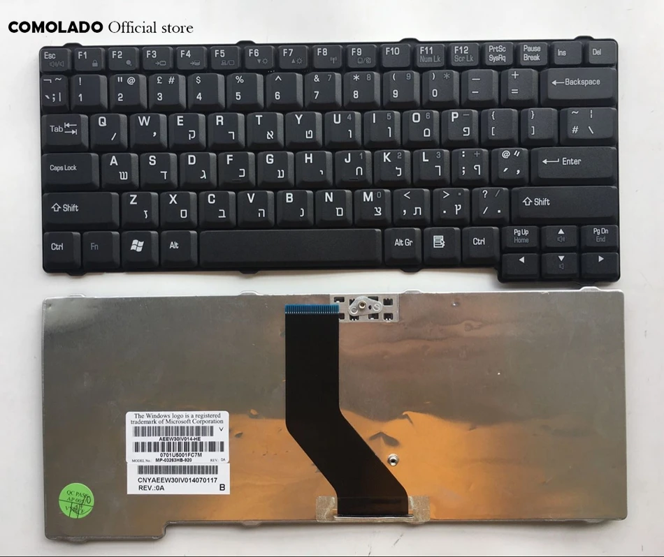 HB Иврит Клавиатура для Toshiba L10 L15 L20 L25 L30 L35 L100 L200 L110 L115 Tecra L2 черная клавиатура