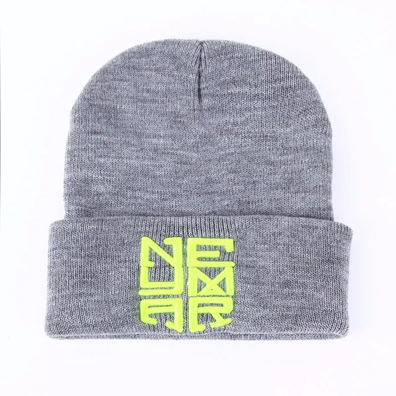 gray Новые зимние теплые трикотажные шапки Neymar NJR стиль мужские Skullies Мальчик Зима хип хоп Теплые шапки женские шапочки 2 цвета Gorros - Цвет: gray