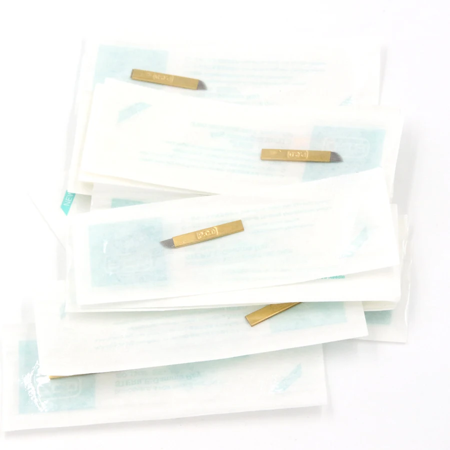 

50pcs PCD 12 Pin Permanent Makeup Eyebrow Tatoo Blade Microblading Needles For 3D Embroidery Manual Tattoo Pen Machine NT12PCD