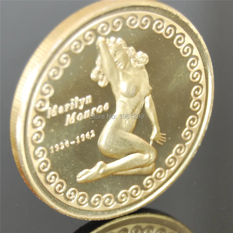 

dhl Shipping 100pcs/lot colorful Fancy 24k Gold Coin Marilyn Monroe Gold Plated Commemorative Coin for Sounvenir