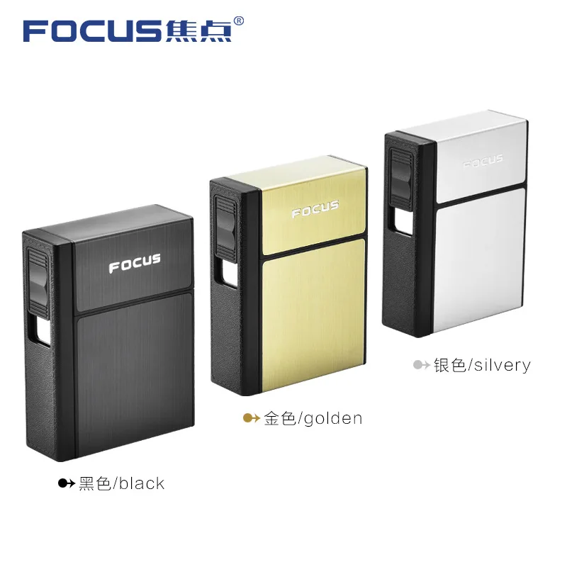 Чехол для сигарет с фокусом, съемная электронная USB Зажигалка, ветрозащитная зажигалка, портативный металлический чехол для сигарет, 20 шт. держатель