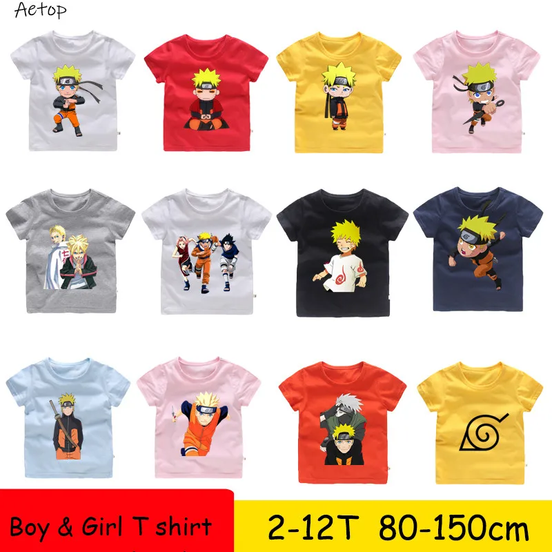 Футболка с принтом Наруто для мальчиков и девочек летняя забавная одежда детей