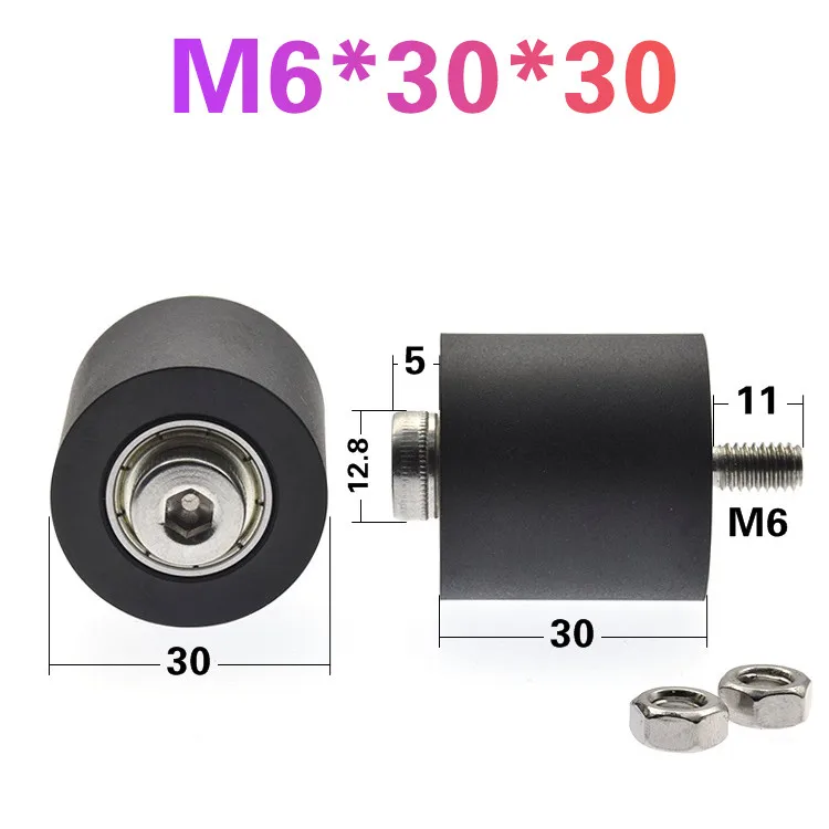 

10pcs M6*30*30cm PU polyurethane roller, PUT626330-30 C0L9M5 rubber-coated pulley, bearing roller transmission belt accessories