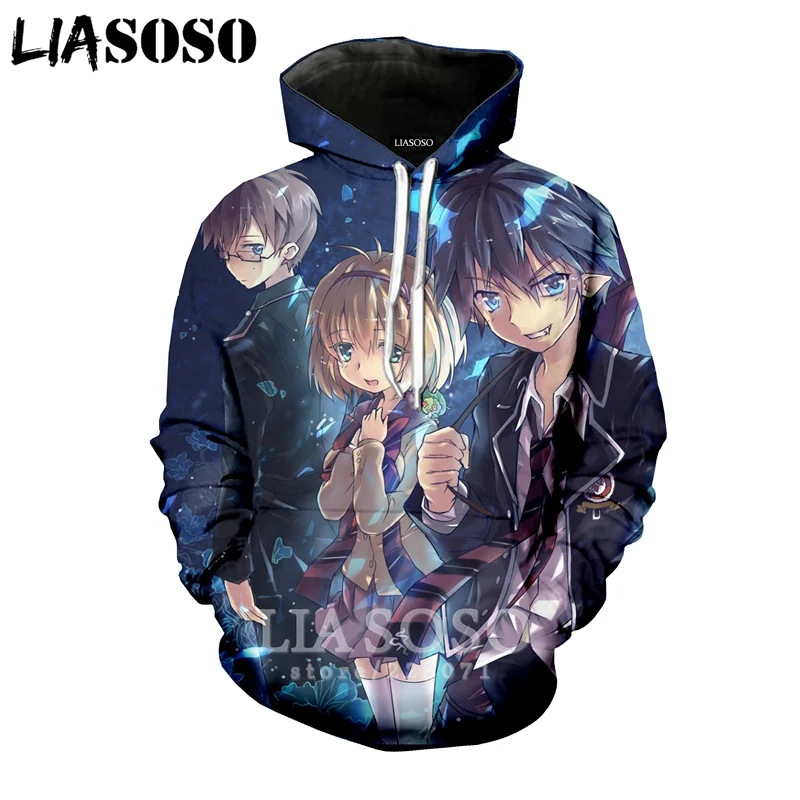 LIASOSO новинка зимы 2019 модная мужская и женская толстовка с 3D принтом аниме синий