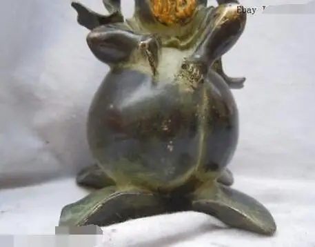 Китай бронза позолота резные красивый геккон мальчиков бамбуковые Вазы