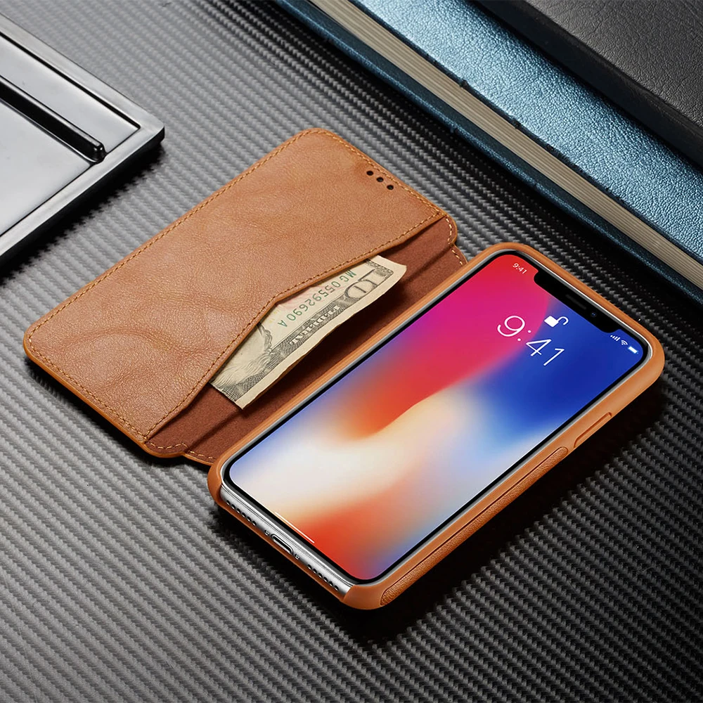 Для iPhone X XS чехол для MAX XR из натуральной ПУ кожи кошелек держатель карт раскладной
