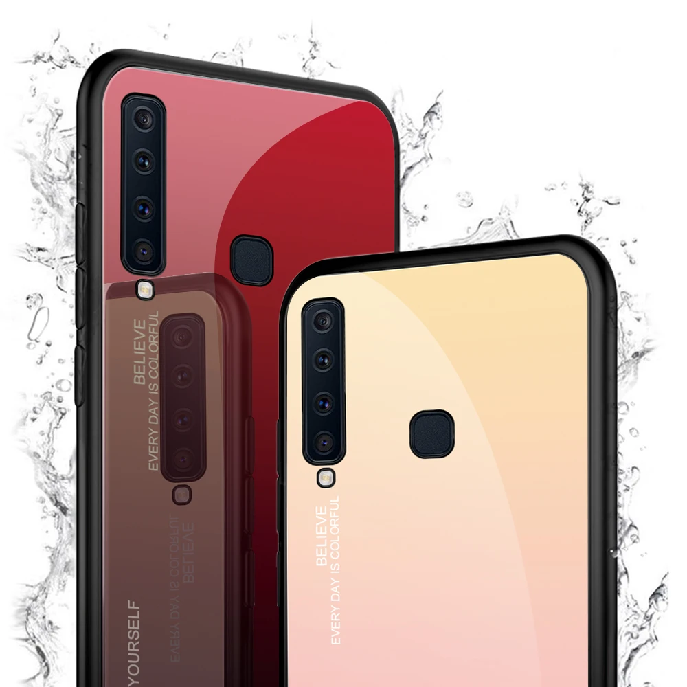 Градиентный чехол из закаленного стекла для Samsung Galaxy A9 2018 A7 A6 A8 Plus J8 J4 J6 A50 A70 A10 A30 A20