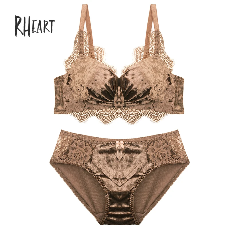 Roseheart, зима, новинка, женская мода, розовый кофе, кружевной бюстгальтер, трусики, пуш-ап, наборы бюстгальтеров, нижнее белье, сексуальное нижнее белье, наборы, сохраняющие тепло - Цвет: Coffee