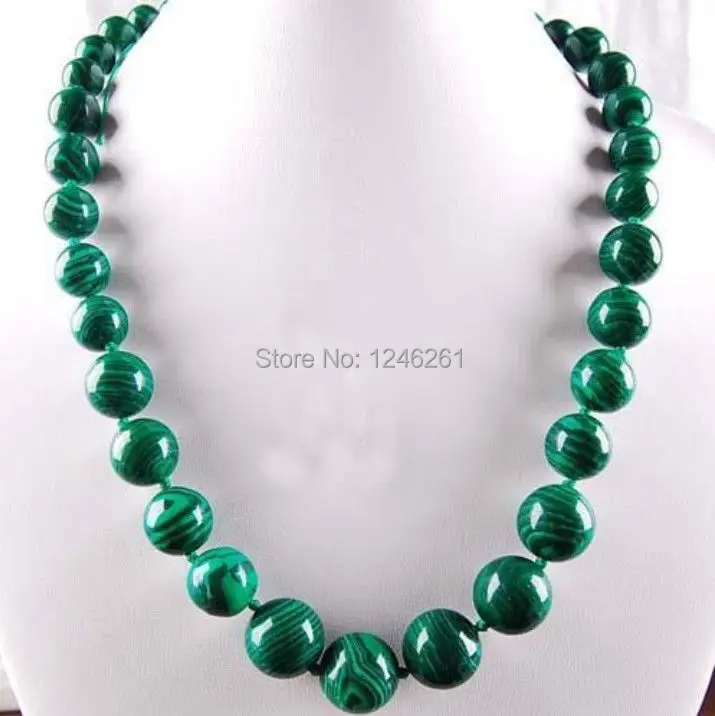 

(Min Order1)6-14mm Green Gorgouese Malachite Round Beads Necklace Hand Made Rope Chain Beads Jewelry Making Natural Stone 18inch