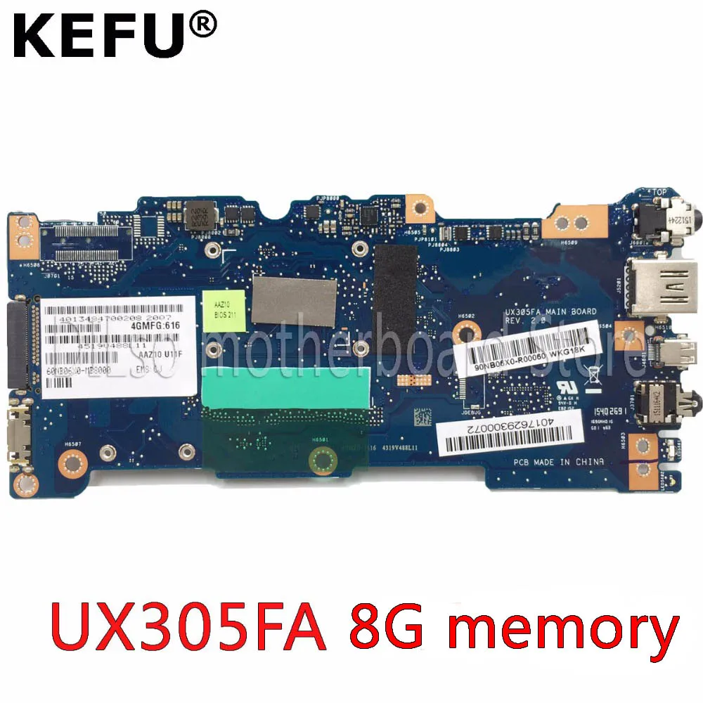 Online KEFU UX305FA Motherboard Für ASUS UX305FA UX305 UX305F Laptop Motherboard Mainboard Original Notebook 5Y71/5Y10C CPU 100% Test