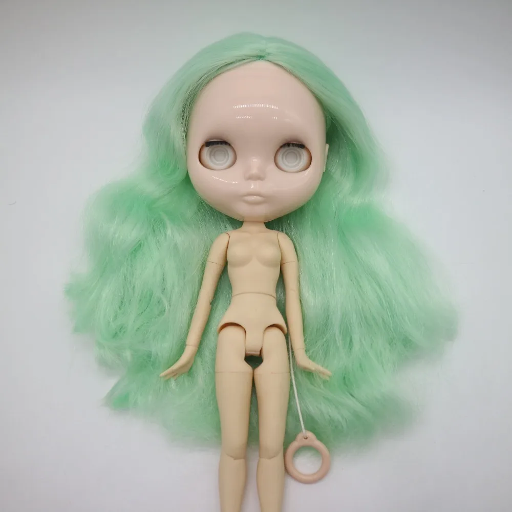 Без глаз чипы цельная кукла без одежды blyth кукла для DIY зеленые волосы