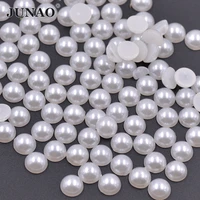 junao 2 4 6 8 10 14 18 20mm white pearl beads plastic half round pearl applique flat back non sewing scrapbook beads for jewelry