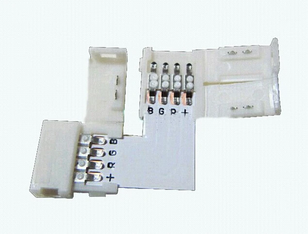 

1000x 4 pin LED Connector L Shape For connecting corner right angle 10mm 3528 5050 LED Strip Light RGB Color