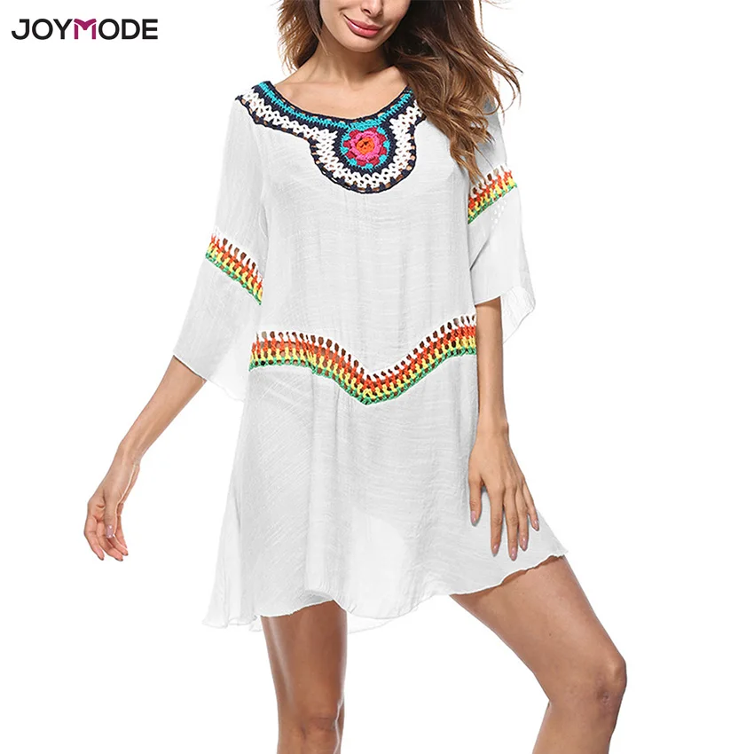 JOYMODE платье для медового месяца пляжное покрывало купальное платье туника парео для купальников халат Женское бикини юбка купальник Летний Praia De Croche - Цвет: White Lace Pareos