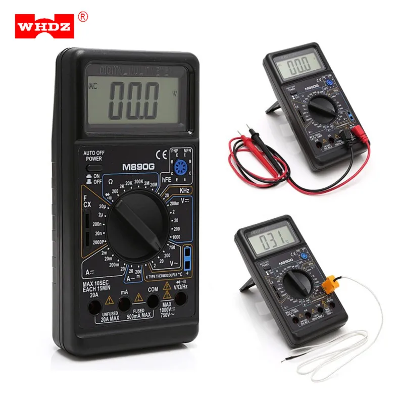WHDZ M890G цифровой мультиметр AC DC Вольт Напряжение Ом Электрический счетчик; Амперметр; вольтметр Высокочастотный транзистор ЖК-тестер-мультиметр