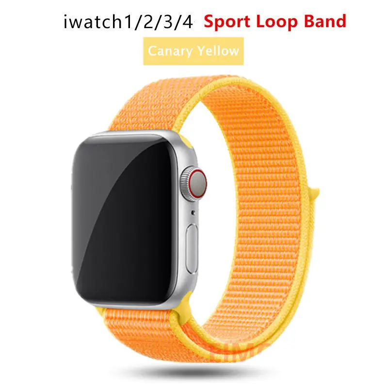 Нейлоновый ремешок для Apple Watch 42 мм 38 мм iWatch 4 ремешка 44 мм 40 мм Браслет спортивная петля ремешок для часов ремень для часов дышащий 5 4 3 2 1 - Цвет ремешка: NEW Canary Yellow