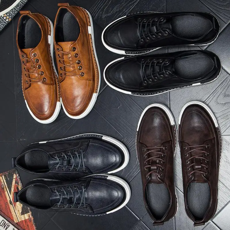 2017 высокое качество осень Мужская обувь зимняя из натуральной кожи модные