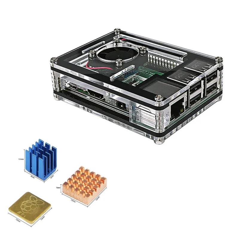 Чехол для корпуса Raspberry Pi чехол с алюминиевым радиатором охлаждающий вентилятор