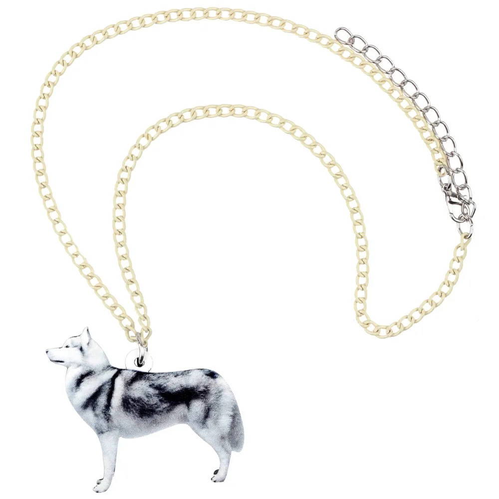 Ожерелье-подвеска Сибирский хаски из акрила с цепочкой WEVENI для женщин и девочек в подарок любителям домашних животных.