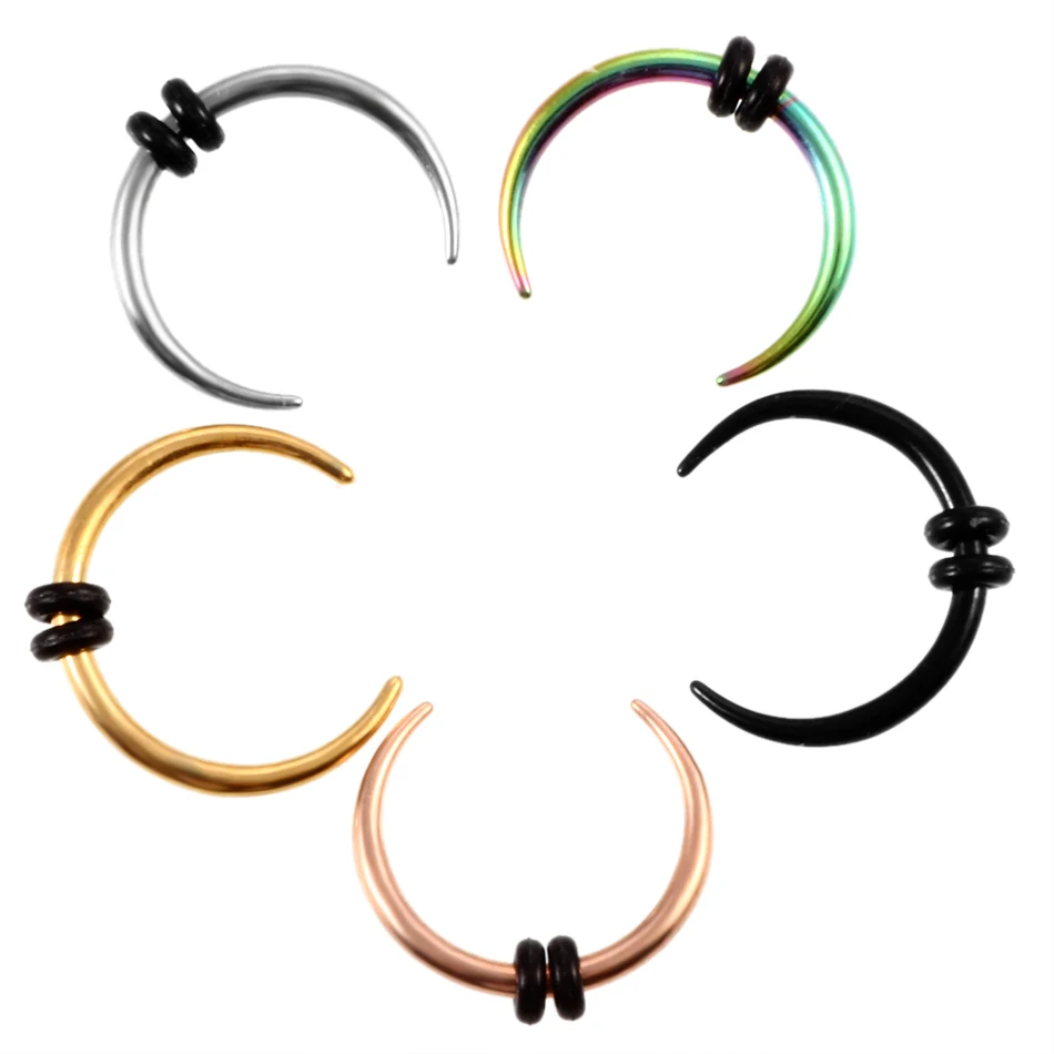 

1PC Surgical Steel Mixed Colors OX Hoop Pincher Round Tapered Septum Nose Ring Ear Cartilage Piercing Earring 14g&16g