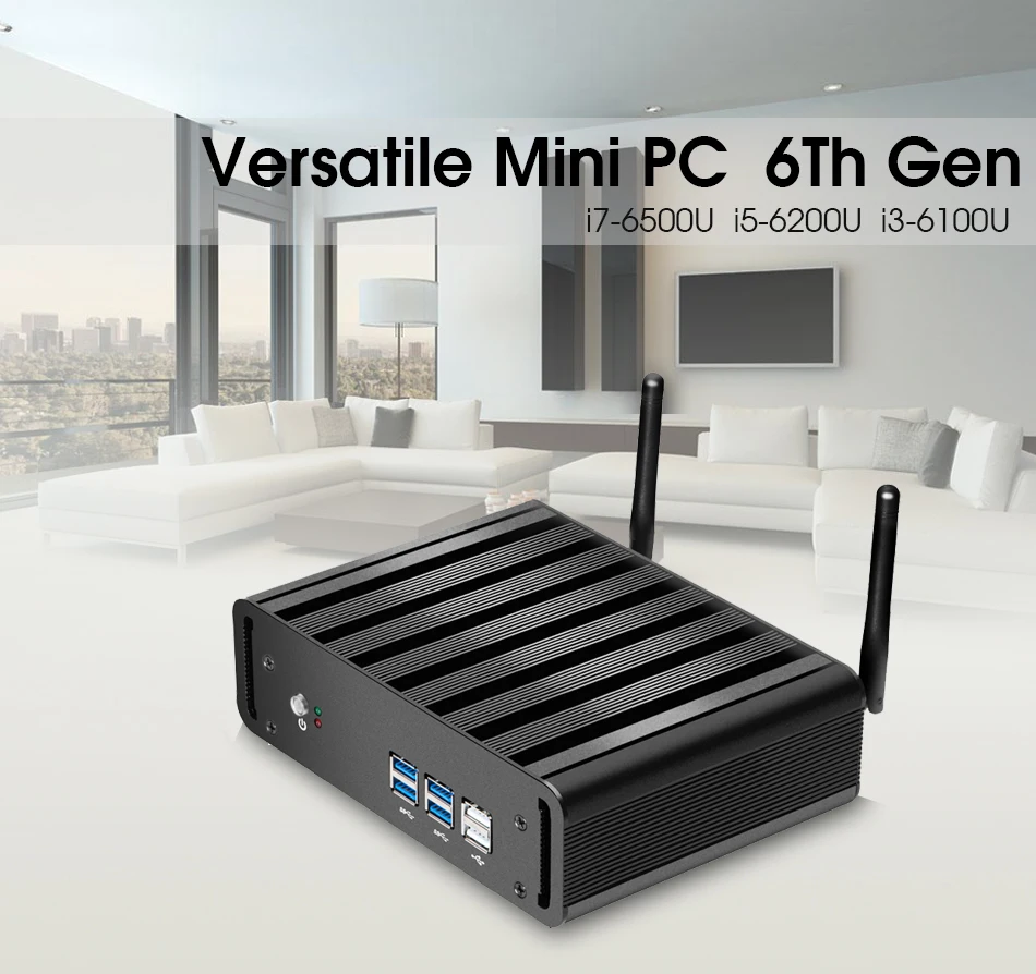 Мини-ПК Intel Core i7 6500U cpu 8 Гб DDR4 480 ГБ mSATA SSD 300 м WiFi Gigabit Ethernet HTPC 4K UHD HDMI VGA 6* USB Windows 10 Linux