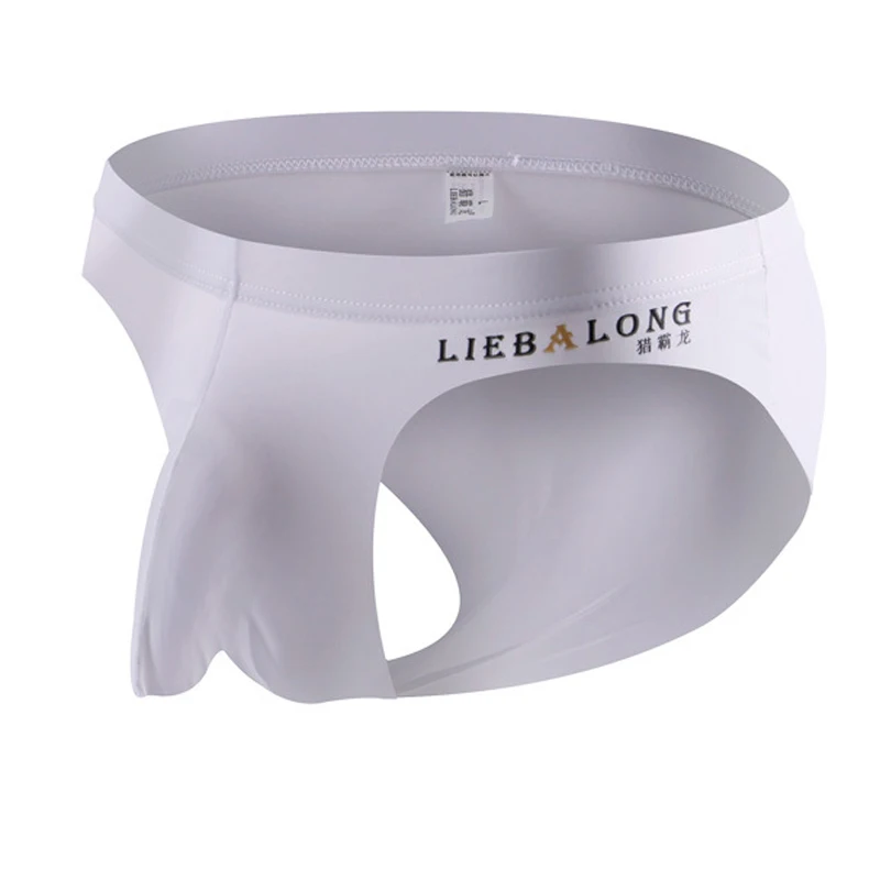 Мужские трусы брифы из вискозы черные однотонные дышащие с U образным выпуклым