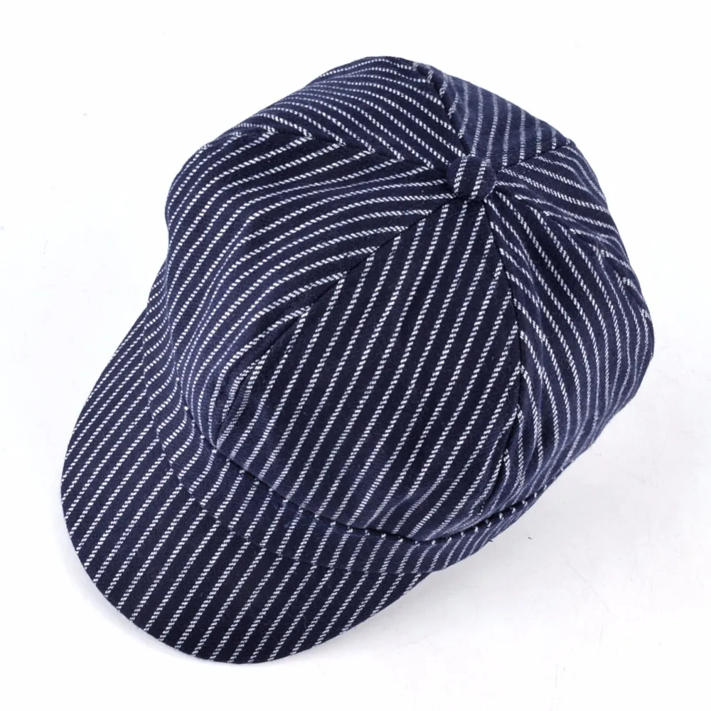 Детская кепка газетчика для мальчика осень и зима бейсболка девочек в полоску из