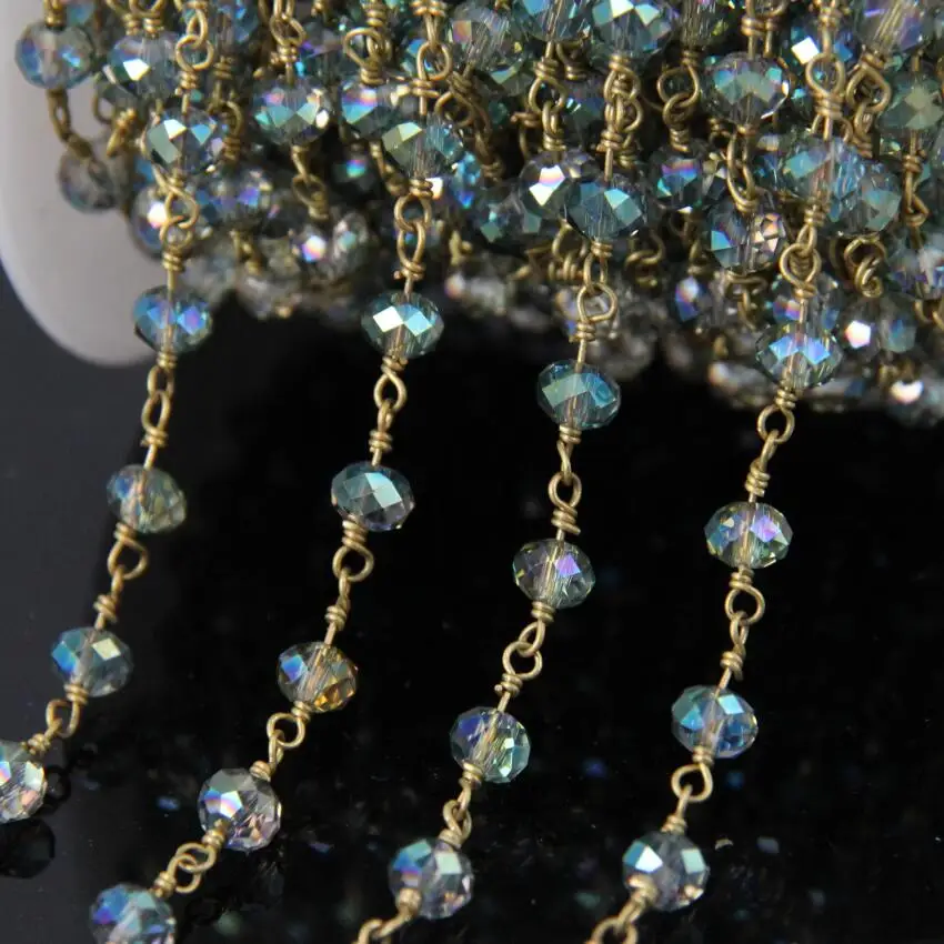 5 метров AB титановые синие стеклянные четки цепи граненые круглые бусины с