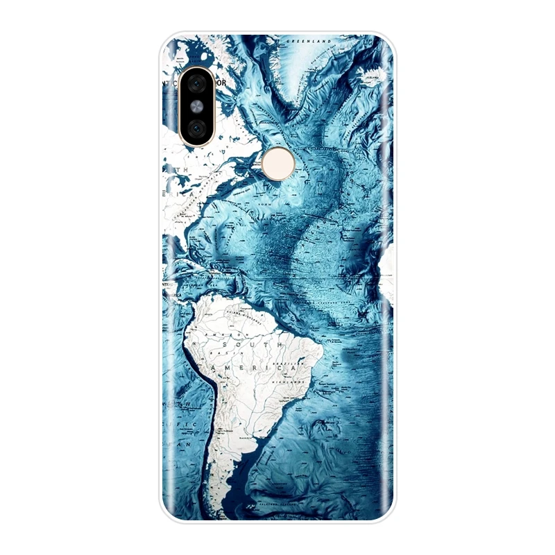 Задняя крышка с картой мира для Xiaomi Redmi S2 6A 5 Plus 4A мягкий силиконовый чехол