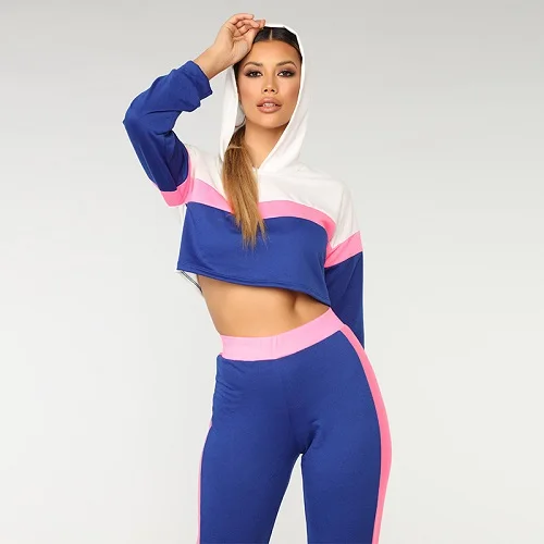 colorful blue YD patch рабочий спортивный костюм Женская Спортивная одежда для спортзала одежда для фитнеса красочная с капюшоном комплект для йоги с длинным рукавом Одежда для спортзала для женщин брюки - Цвет: colorful blue