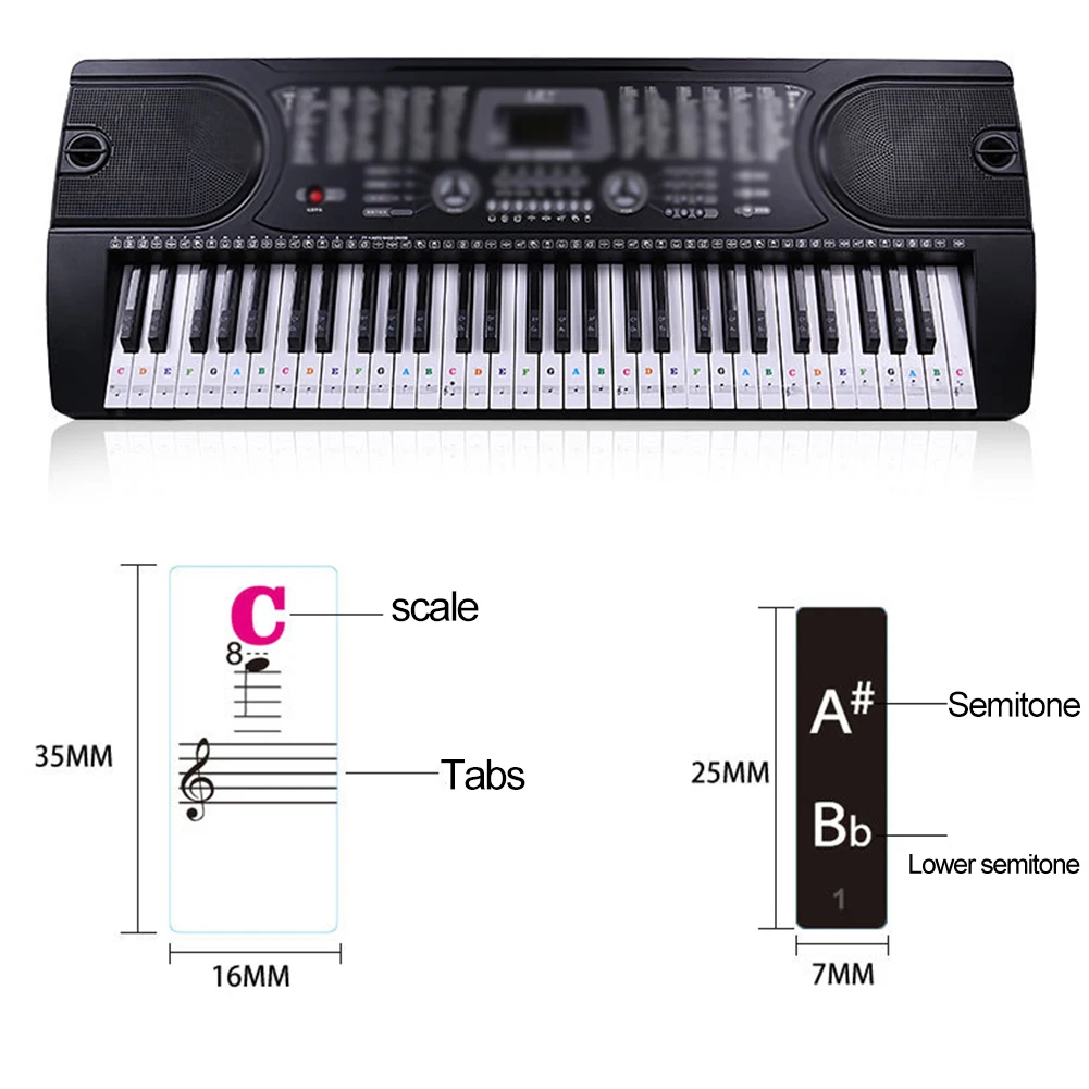 PVC Music Keyboard Easy Clean Speeds Memory Clear Reusable Stave Piano Sticker Protection Decor Transparent Eco-friendly 88 Key | Спорт и