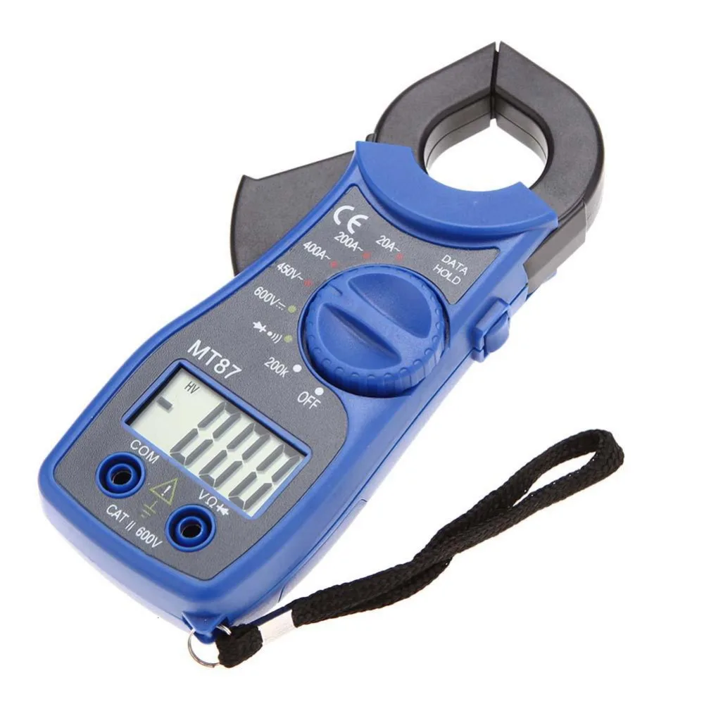 Цифровой вольтметр Амперметр Омметр мультиметр AC Тест клещи синий измеритель