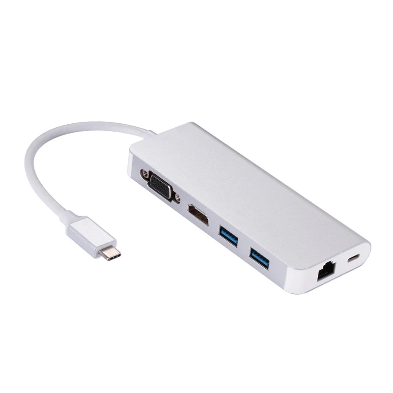 Док-станция с разъемом type C HDMI RJ45 USB power Delivery Hub для ноутбука Macbook Pro hp DELL Surface lenovo mate10 samsung