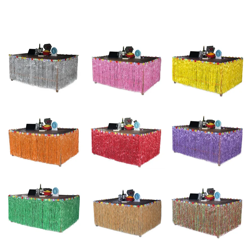 Настольная юбка цветная инкрустированная цветами ПП искусственная трава для