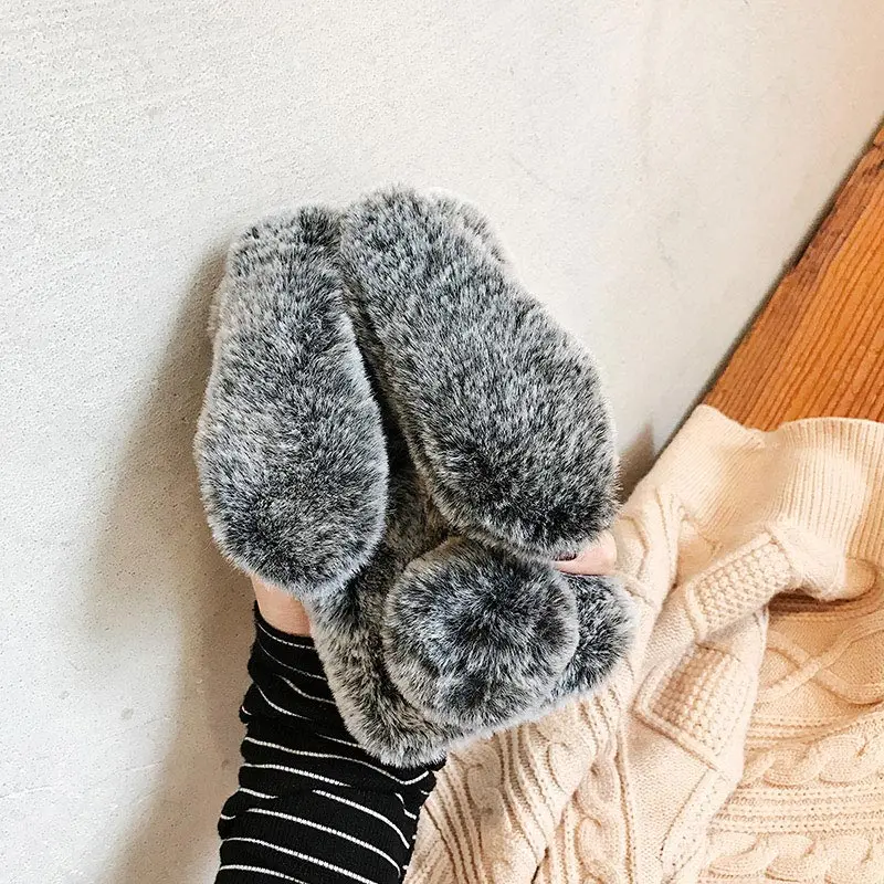 style 3 Милый кроличья шерсть собака кошка плюшевый чехол для телефона для iPhone 11 Pro XS Max XS XR 8 7 6 6s Plus 3D кроличьи уши мех Пушистый мягкий чехол - Цвет: style 3