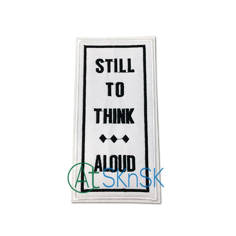 1 шт./лот белая эмблема вышитая нашивка все еще думать ткань сделай сам куртка