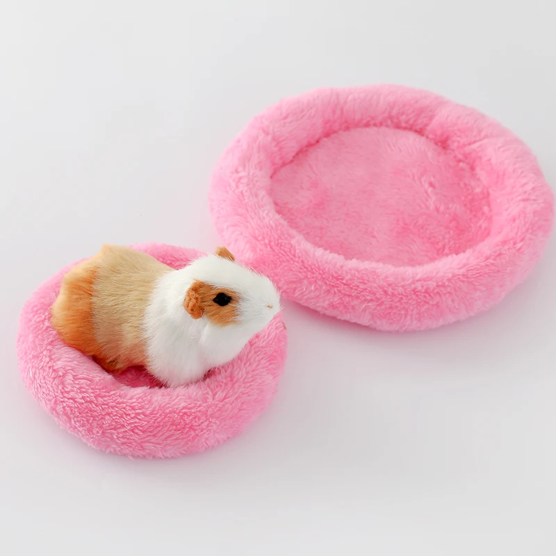 Зимняя теплая кровать хомяка мягкая шерсть Ferret крыса морская свинка коврик круглый коврик белка кролик малая клетка для животных Товары для домашних животных 27