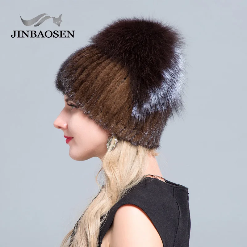 Меховая шапка JINBAOSEN из меха норки в форме крыла лисы на русском рынке Зимняя
