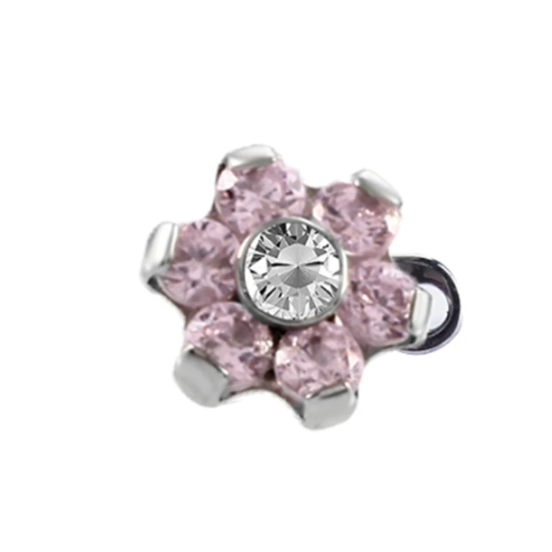 Pink Zircon 1 шт. G23 Титан и опал драгоценный камень Микро дермальный Якорь Пирсинг Топ Кожа дайвер поверхность пирсинг скрыть Топ измерители ювелирные изделия для тела - Окраска металла: Pink Zircon