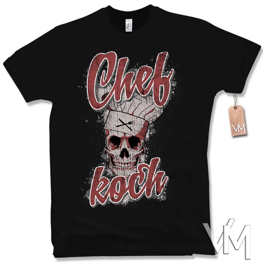 2019 модная футболка с черепом шеф повара череп барбекю приготовления пищи