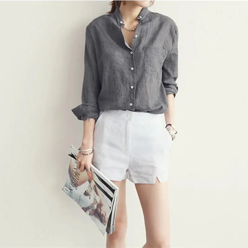 Новинка 2020 женская одежда женские топы модные блузки льняная блузка с длинным