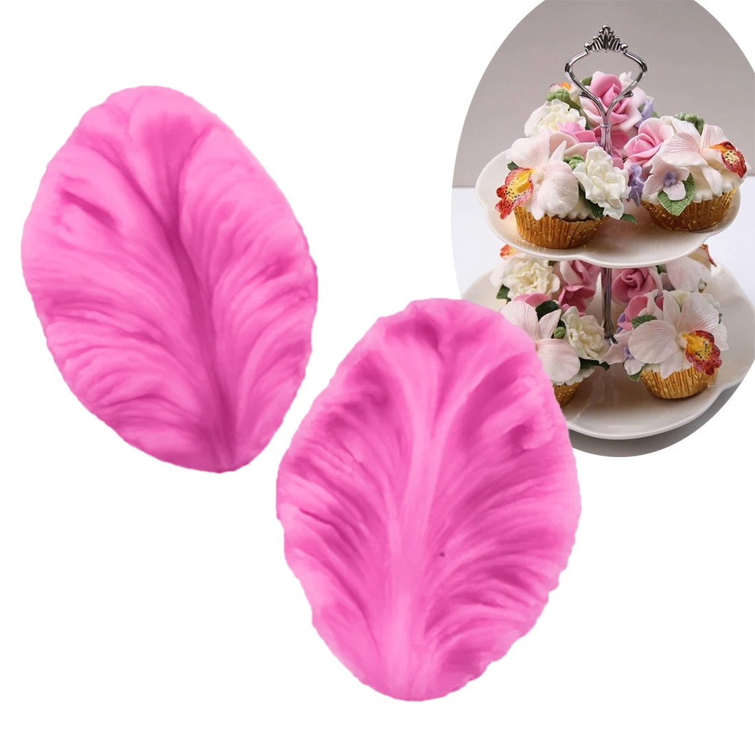 Fondant Silicone Mold 3D Flower Cooking Wedding Decoration Baking Sugar Craft Molds 2pcs Leaves Shape DIY Cake|Формы для тортов| |