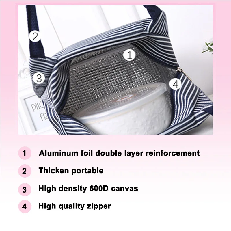 WALFOS портативный холст для обеденного мешка в полоску Изолированные