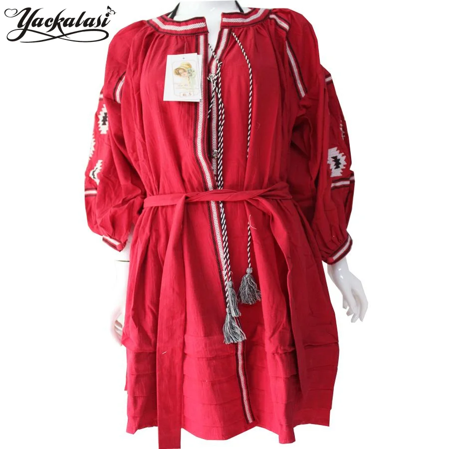 Женское платье yackalasi длинное с поясом красное богемное летнее модный халат Vestido