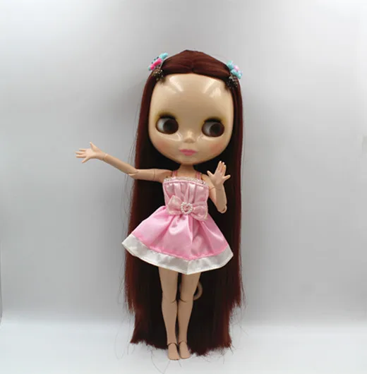 Кукла Blygirl Blyth с глубоко красными прямыми волосами Обнаженная кукла шарнирным
